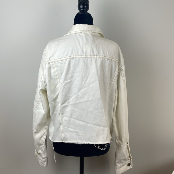 Pistola Naya Raw-Edge Cropped Denim Jacket Cream Size Large - Picture 4 of 8